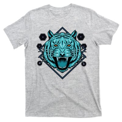 Trippy Cyan Tiger Graphic T-Shirt