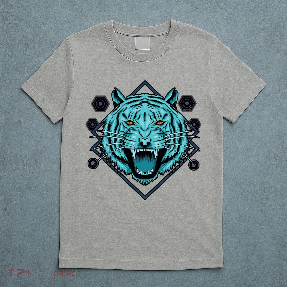 Trippy Cyan Tiger Graphic T-Shirt