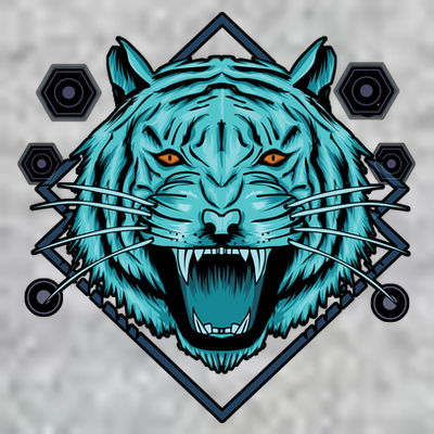 Trippy Cyan Tiger Graphic T-Shirt