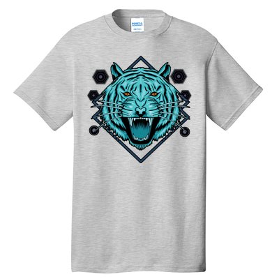 Trippy Cyan Tiger Graphic Tall T-Shirt