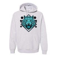 Trippy Cyan Tiger Graphic Premium Hoodie