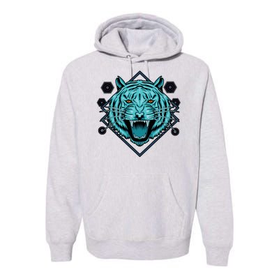 Trippy Cyan Tiger Graphic Premium Hoodie