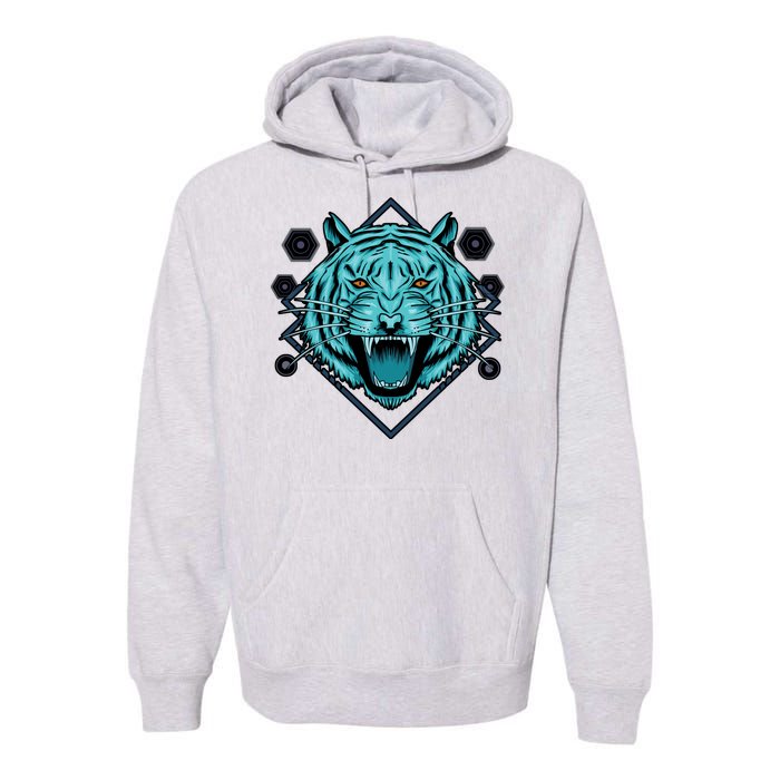 Trippy Cyan Tiger Graphic Premium Hoodie