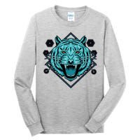 Trippy Cyan Tiger Graphic Tall Long Sleeve T-Shirt