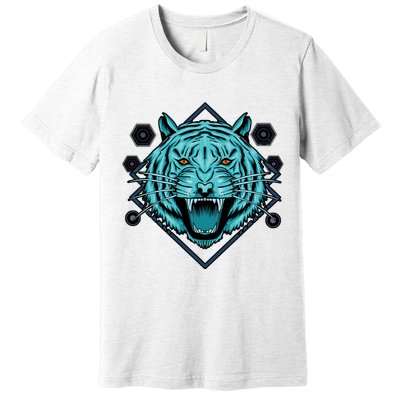 Trippy Cyan Tiger Graphic Premium T-Shirt