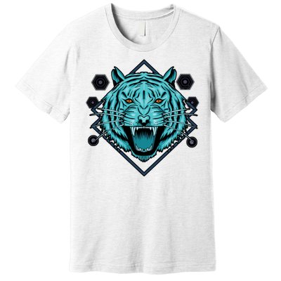 Trippy Cyan Tiger Graphic Premium T-Shirt