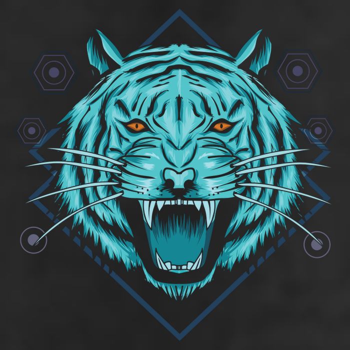 Trippy Cyan Tiger Graphic Cool Comfort Performance Bucket Hat