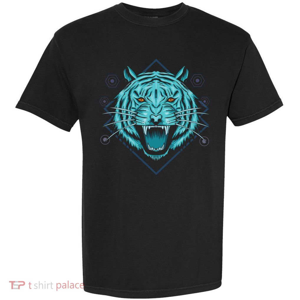 Trippy Cyan Tiger Graphic Garment-Dyed Heavyweight T-Shirt