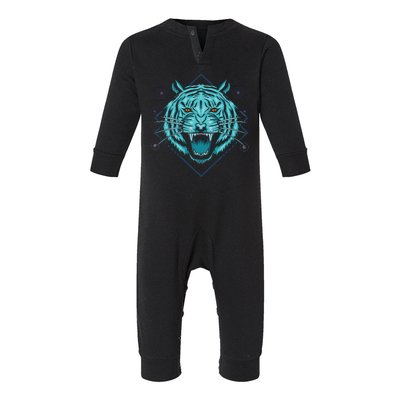 Trippy Cyan Tiger Graphic Infant Fleece One Piece