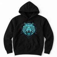 Trippy Cyan Tiger Graphic Hoodie