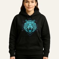 Trippy Cyan Tiger Graphic Hoodie