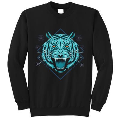 Trippy Cyan Tiger Graphic Sweatshirt
