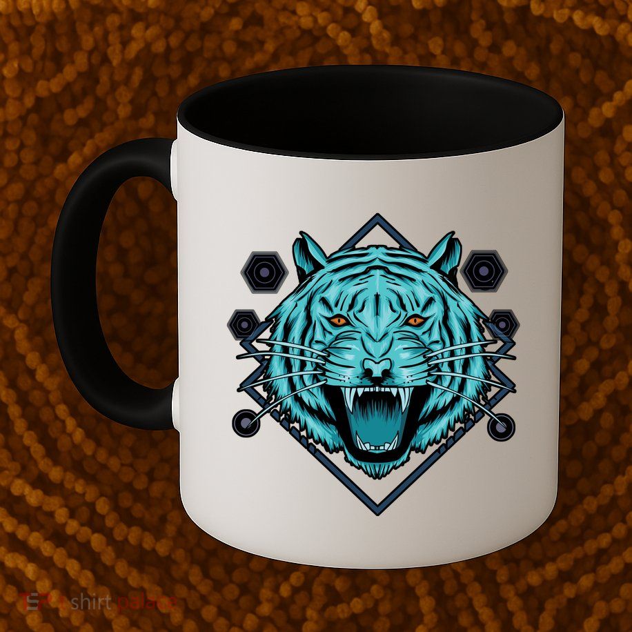 Trippy Cyan Tiger Graphic Mug