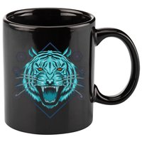 Trippy Cyan Tiger Graphic 11oz C Handle Ceramic Mug