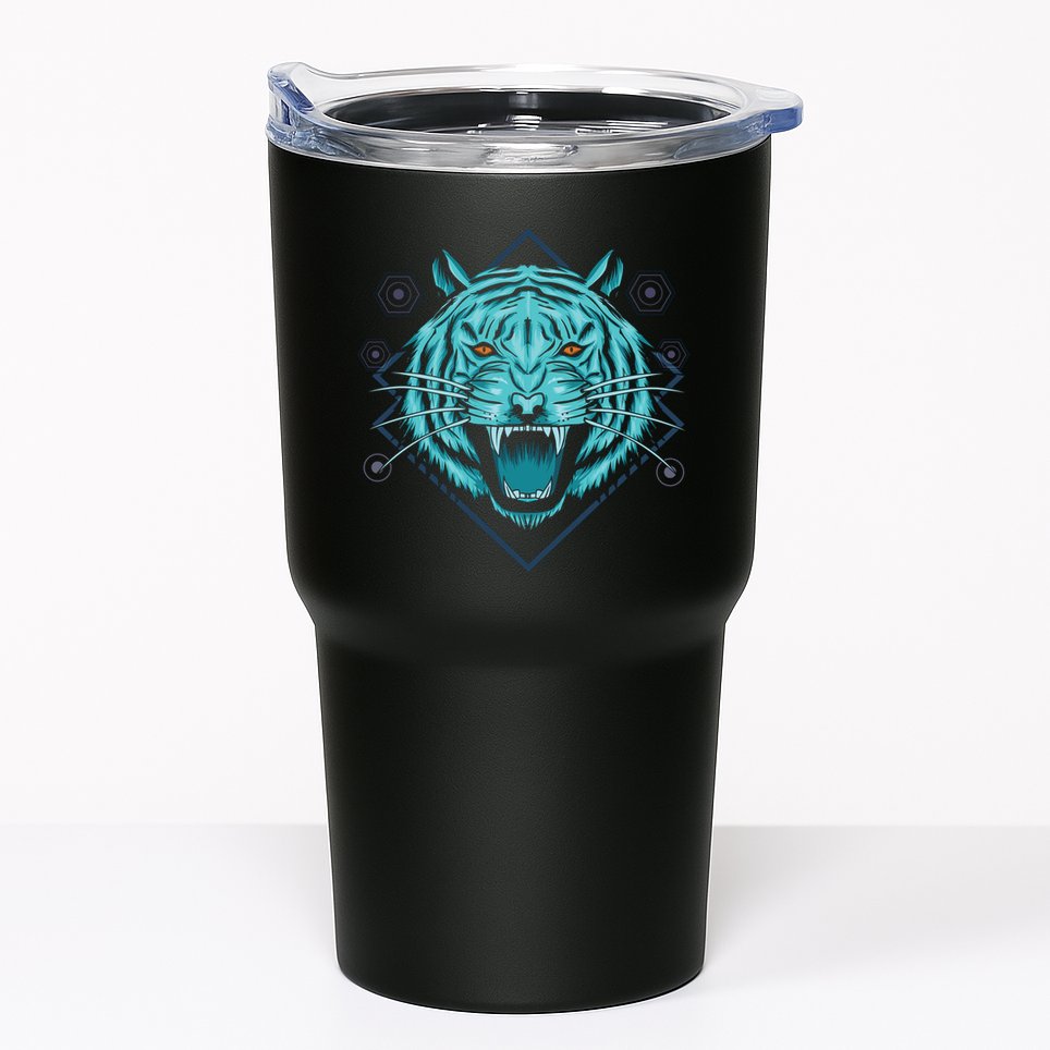 Trippy Cyan Tiger Graphic Tumbler