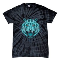 Trippy Cyan Tiger Graphic Tie-Dye T-Shirt