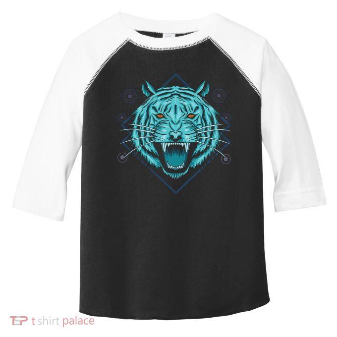 Trippy Cyan Tiger Graphic Toddler Fine Jersey T-Shirt