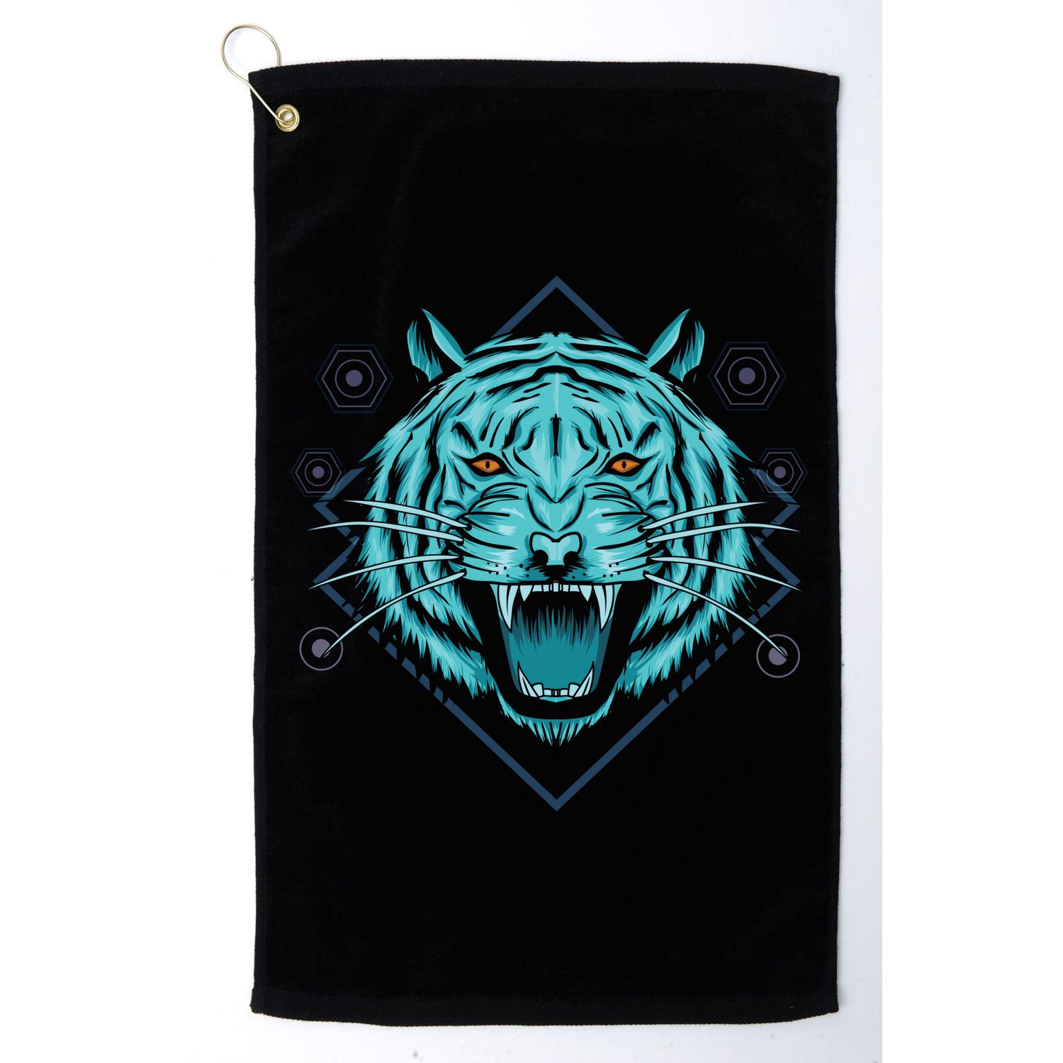 Trippy Cyan Tiger Graphic Golf Towel