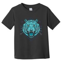 Trippy Cyan Tiger Graphic Toddler T-Shirt