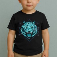 Trippy Cyan Tiger Graphic Toddler T-Shirt