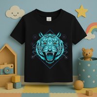 Trippy Cyan Tiger Graphic Toddler T-Shirt