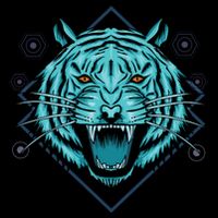 Trippy Cyan Tiger Graphic Toddler T-Shirt