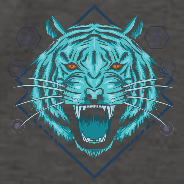 Trippy Cyan Tiger Graphic Vector Backpack