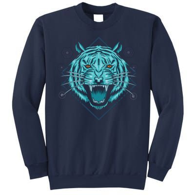 Trippy Cyan Tiger Graphic Sweatshirt