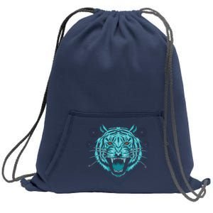 Trippy Cyan Tiger Graphic Sweatshirt Cinch Pack Bag