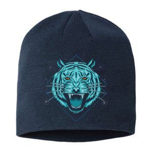 Trippy Cyan Tiger Graphic Sustainable Beanie