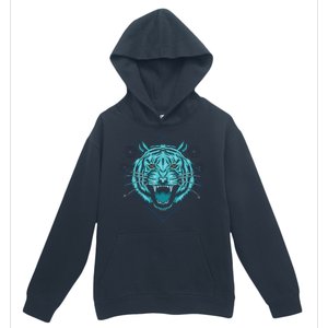 Trippy Cyan Tiger Graphic Urban Pullover Hoodie