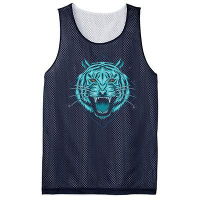 Trippy Cyan Tiger Graphic Mesh Reversible Basketball Jersey Tank