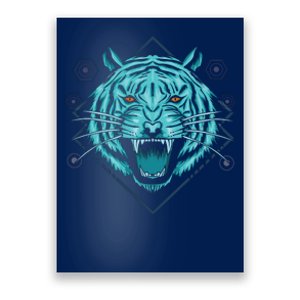 Trippy Cyan Tiger Graphic Poster