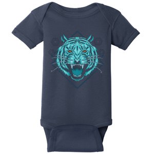 Trippy Cyan Tiger Graphic Baby Bodysuit