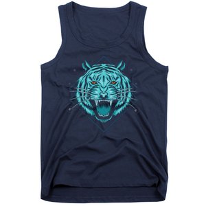 Trippy Cyan Tiger Graphic Tank Top