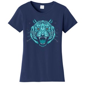 Trippy Cyan Tiger Graphic Women's T-Shirt