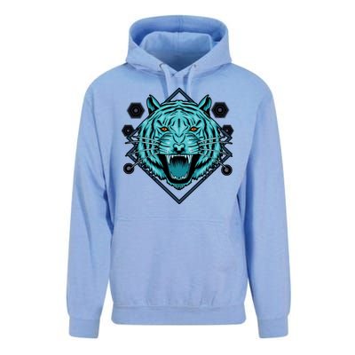 Trippy Cyan Tiger Graphic Unisex Surf Hoodie