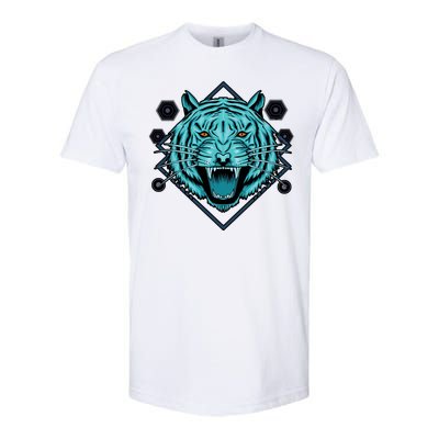 Trippy Cyan Tiger Graphic Softstyle® CVC T-Shirt