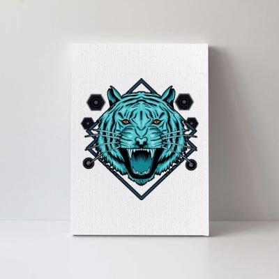 Trippy Cyan Tiger Graphic Canvas