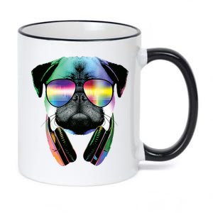 Trippy DJ Pug 11oz Black Color Changing Mug