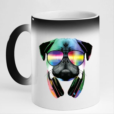 Trippy DJ Pug 11oz Black Color Changing Mug