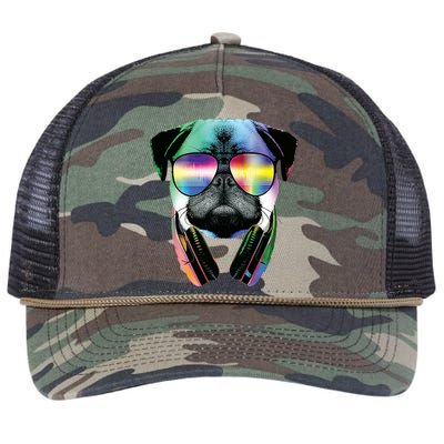 Trippy DJ Pug Retro Rope Trucker Hat Cap