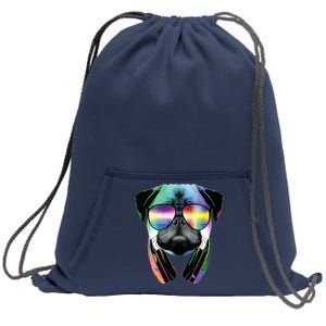 Trippy DJ Pug Sweatshirt Cinch Pack Bag