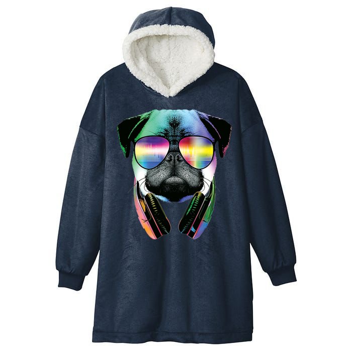 Trippy DJ Pug Hooded Wearable Blanket