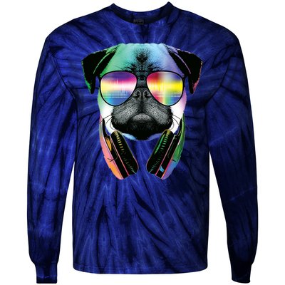 Trippy DJ Pug Tie-Dye Long Sleeve Shirt