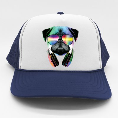 Trippy DJ Pug Trucker Hat