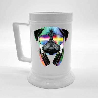 Trippy DJ Pug Beer Stein