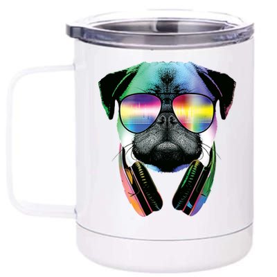 Trippy DJ Pug 12 oz Stainless Steel Tumbler Cup