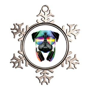 Trippy DJ Pug Metallic Star Ornament