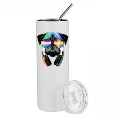 Trippy DJ Pug Stainless Steel Tumbler